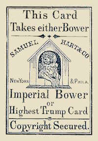 Samuel Hart’s Imperial Bower, ca. 1872. Dating after Simon Wintle’s “Samuel Hart, 1846–1871. World Web Playing Card Museum. Wikimedia Commons, public domain.