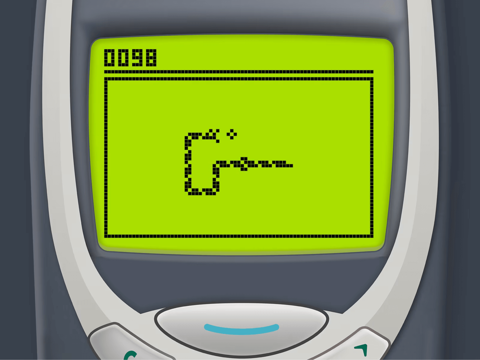 Snake as it was played on a Nokia phone.